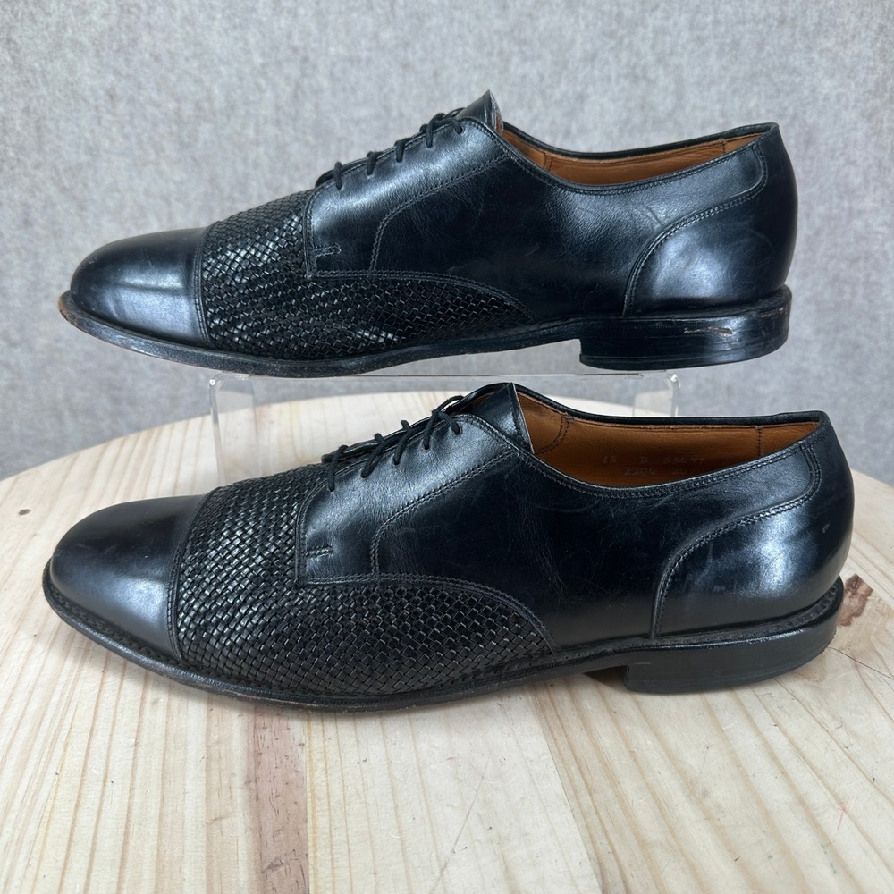 Allen Edmonds Lauderdale Oxford Mens 15 D Black Woven Leather Cap Toe
